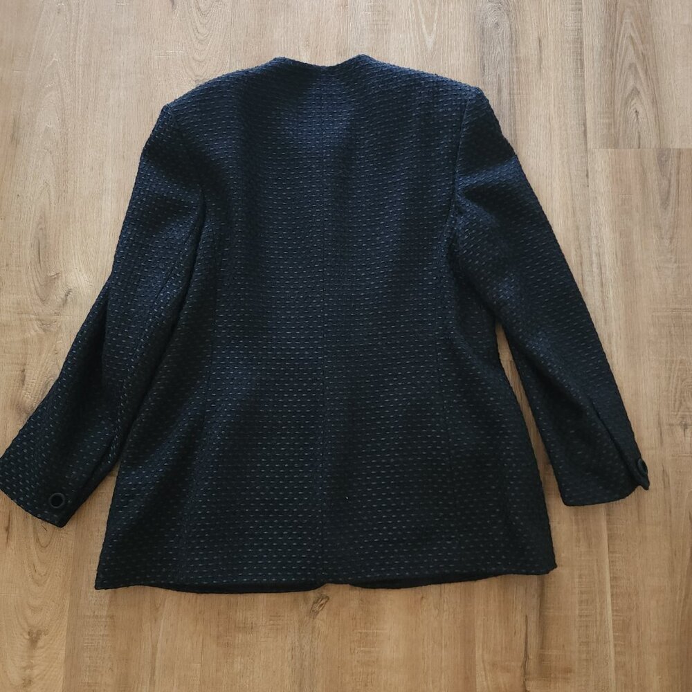 Vintage Aquascutum Black Wool Blend Textured Blazer - Picture 10 of 11